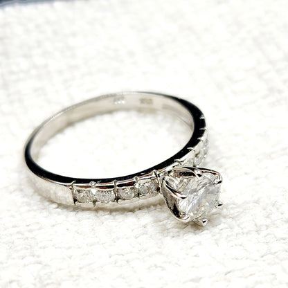 Gold Diamond Ring, 14K White Gold Natural Diamond (0.80ct) Ring, Engagement Wedding Promise Rings For Women