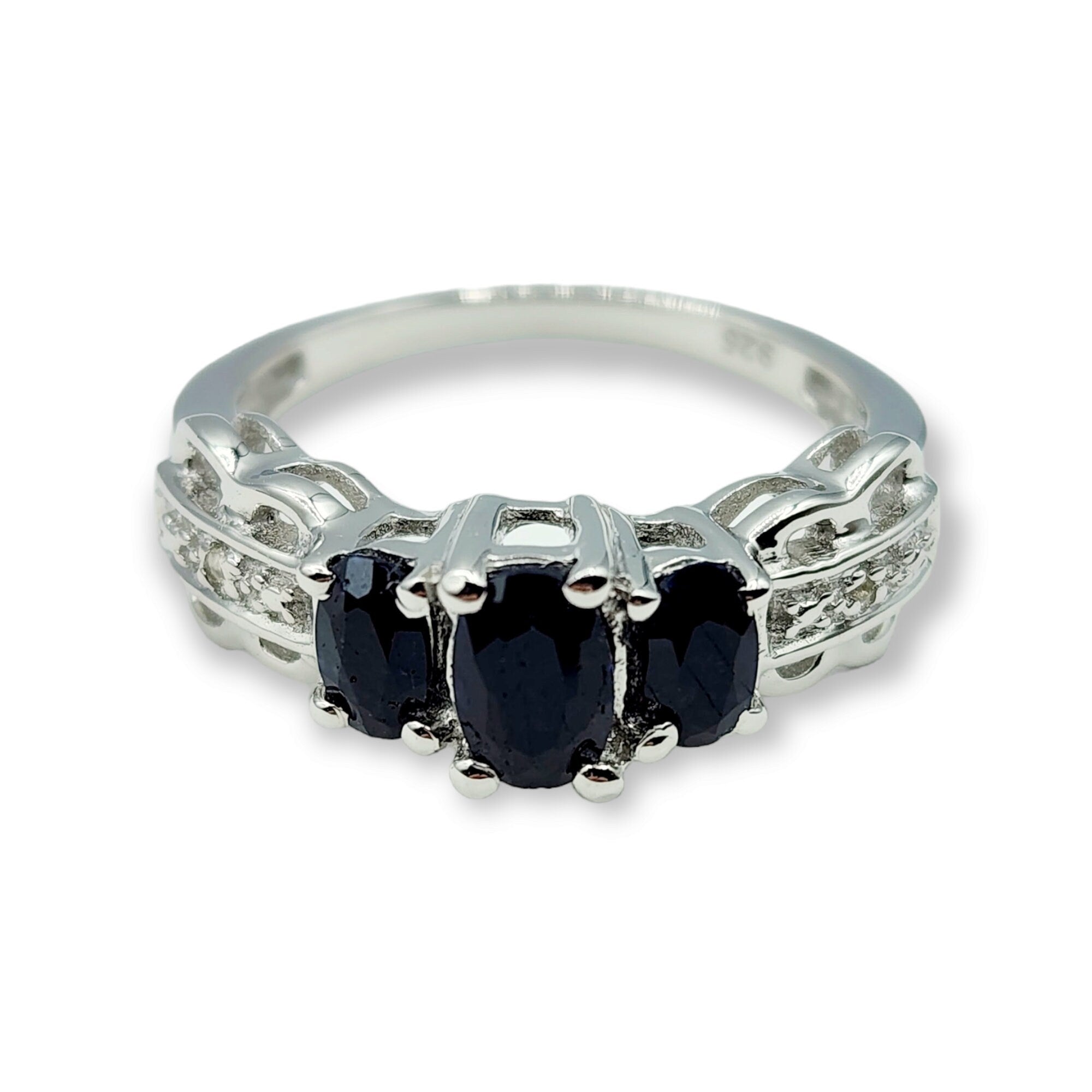 Sterling Silver Ring Set with Natural Blue Sapphire - Handcrafted Jewelry for Timeless Elegance, Genuine Gemstone Ring for Women