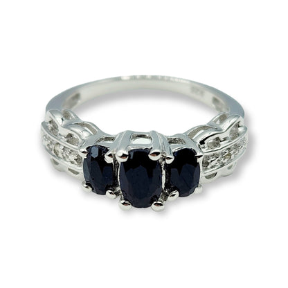 Sterling Silver Ring Set with Natural Blue Sapphire - Handcrafted Jewelry for Timeless Elegance, Genuine Gemstone Ring for Women