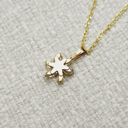 Gold Blue Topaz Starburst Pendant Necklace , 10K Yellow Gold Genuine Blue Topaz and Cubic Zirconia Pendant, Gift for Her, Cute Pendant