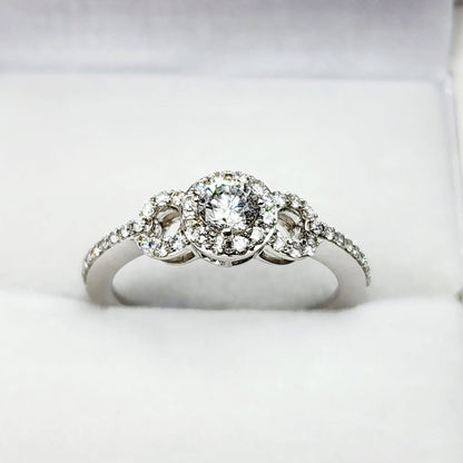 White Gold Diamond Ring for Women, 14K White Gold Natural Diamonds Ring for Her, Promise Anniversary Ring Wedding Engagement Rings For Women