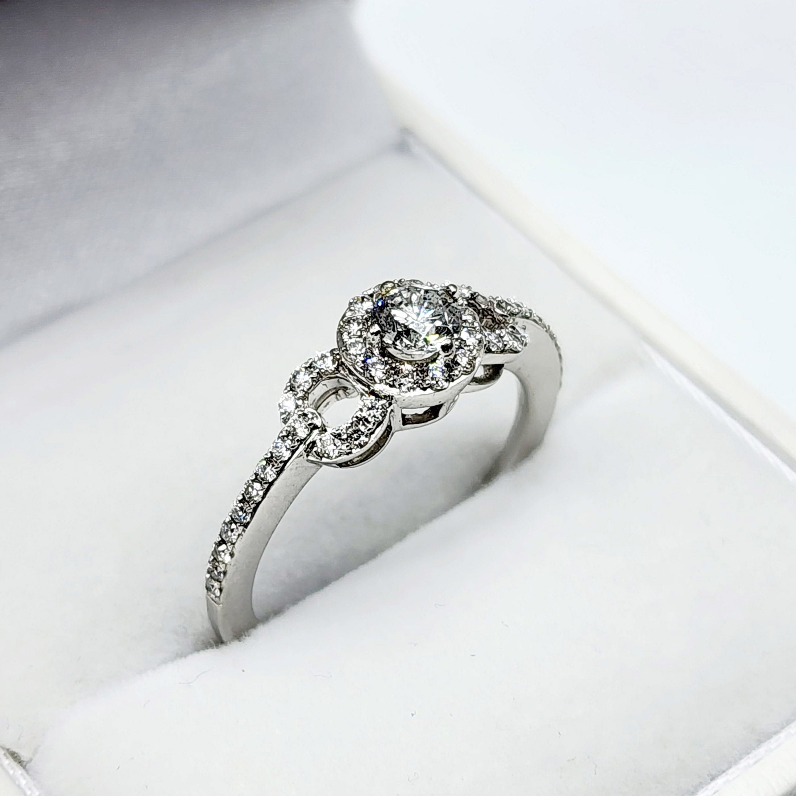 White Gold Diamond Ring for Women, 14K White Gold Natural Diamonds Ring for Her, Promise Anniversary Ring Wedding Engagement Rings For Women