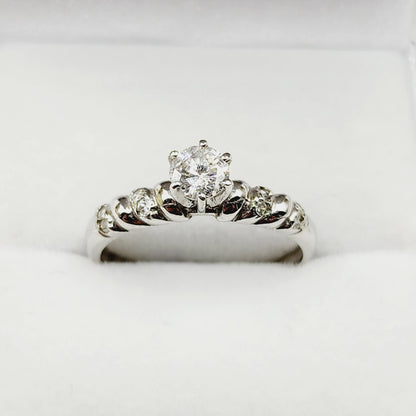 Gold Diamonds Ring, 10K White Gold Natural Diamond 4.6mm Ring, Engagement Wedding Ring for Women,  Diamonds Wedding Ring for Her Luxury Gift