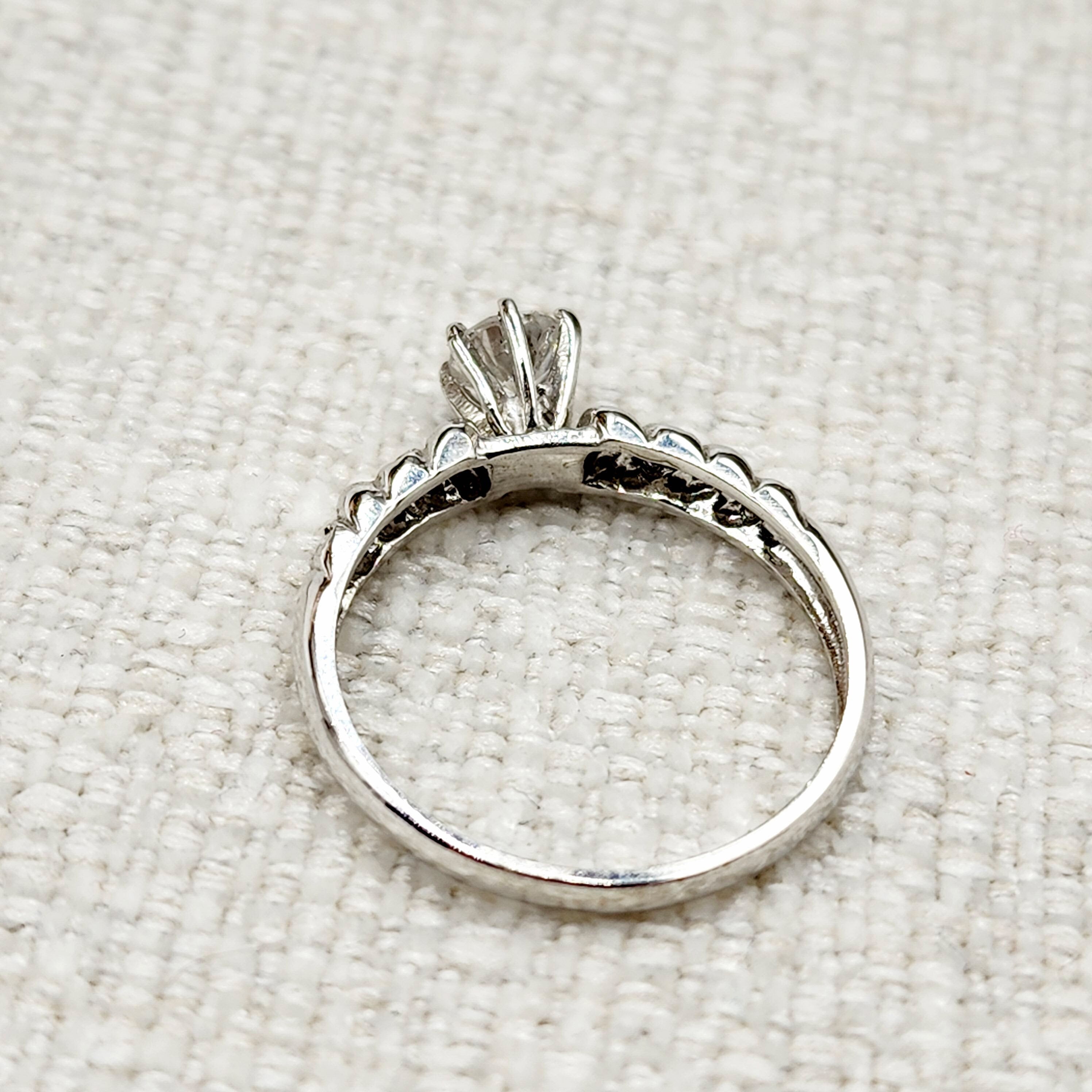 Gold Diamonds Ring, 10K White Gold Natural Diamond 4.6mm Ring, Engagement Wedding Ring for Women,  Diamonds Wedding Ring for Her Luxury Gift