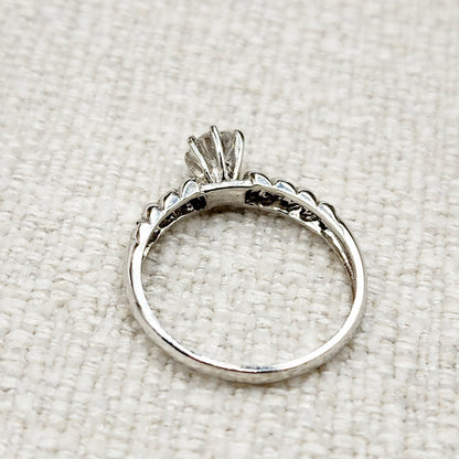 Gold Diamonds Ring, 10K White Gold Natural Diamond 4.6mm Ring, Engagement Wedding Ring for Women,  Diamonds Wedding Ring for Her Luxury Gift