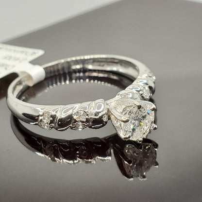 Gold Diamonds Ring, 10K White Gold Natural Diamond 4.6mm Ring, Engagement Wedding Ring for Women,  Diamonds Wedding Ring for Her Luxury Gift