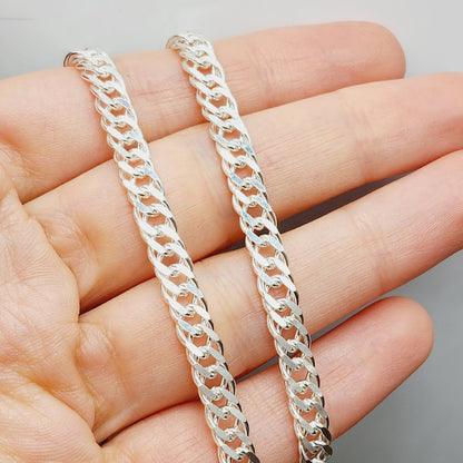 925 Sterling Silver Curb Chain ,5.4mm, 22 inches, Solid Silver Heavy Chain Necklace  for Men or Women, Simple Everyday High Quality Chain