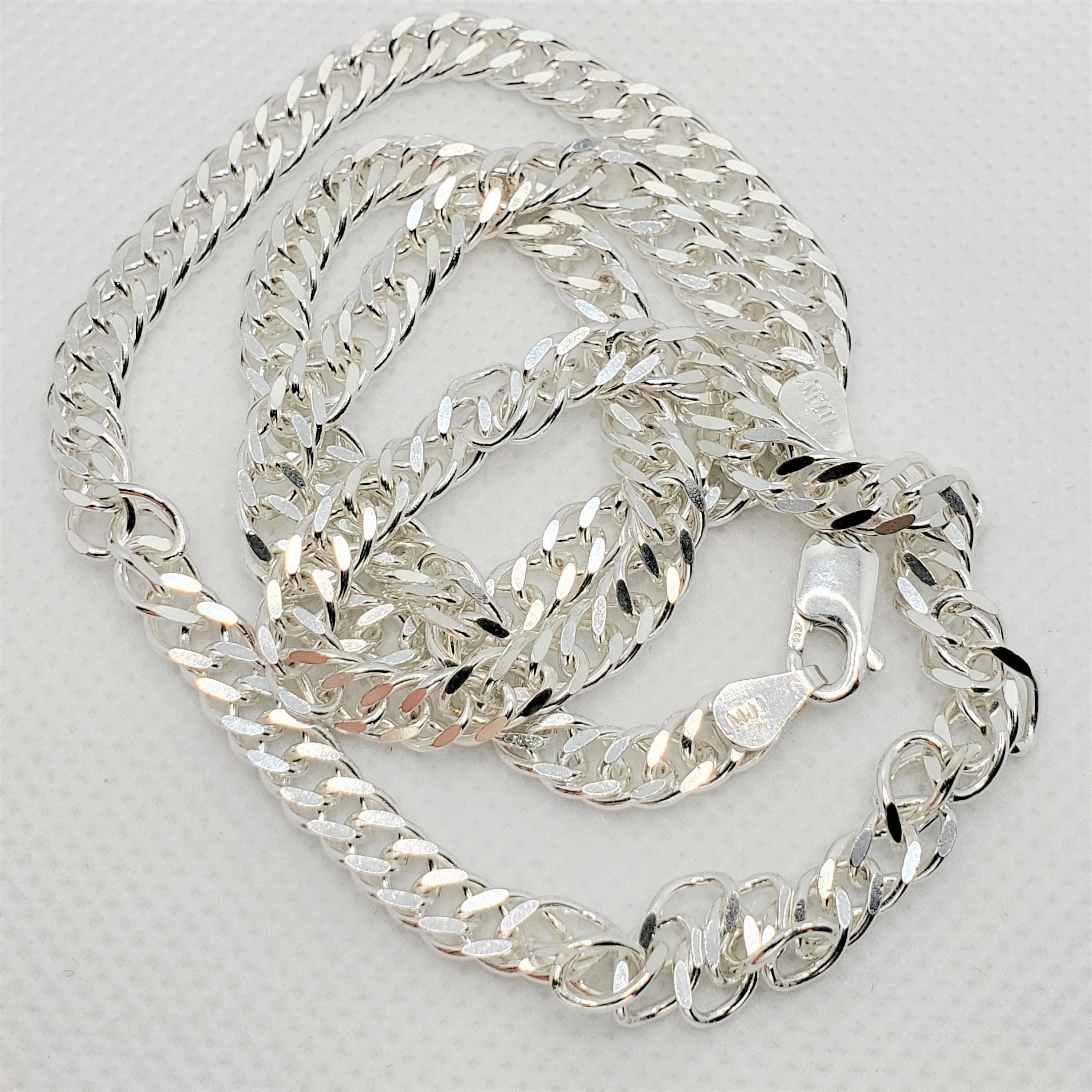 925 Sterling Silver Curb Chain ,5.4mm, 22 inches, Solid Silver Heavy Chain Necklace  for Men or Women, Simple Everyday High Quality Chain