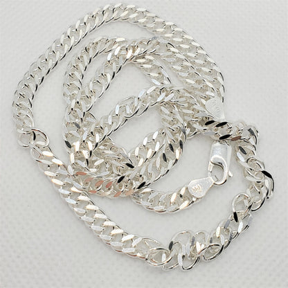 925 Sterling Silver Curb Chain ,5.4mm, 22 inches, Solid Silver Heavy Chain Necklace  for Men or Women, Simple Everyday High Quality Chain