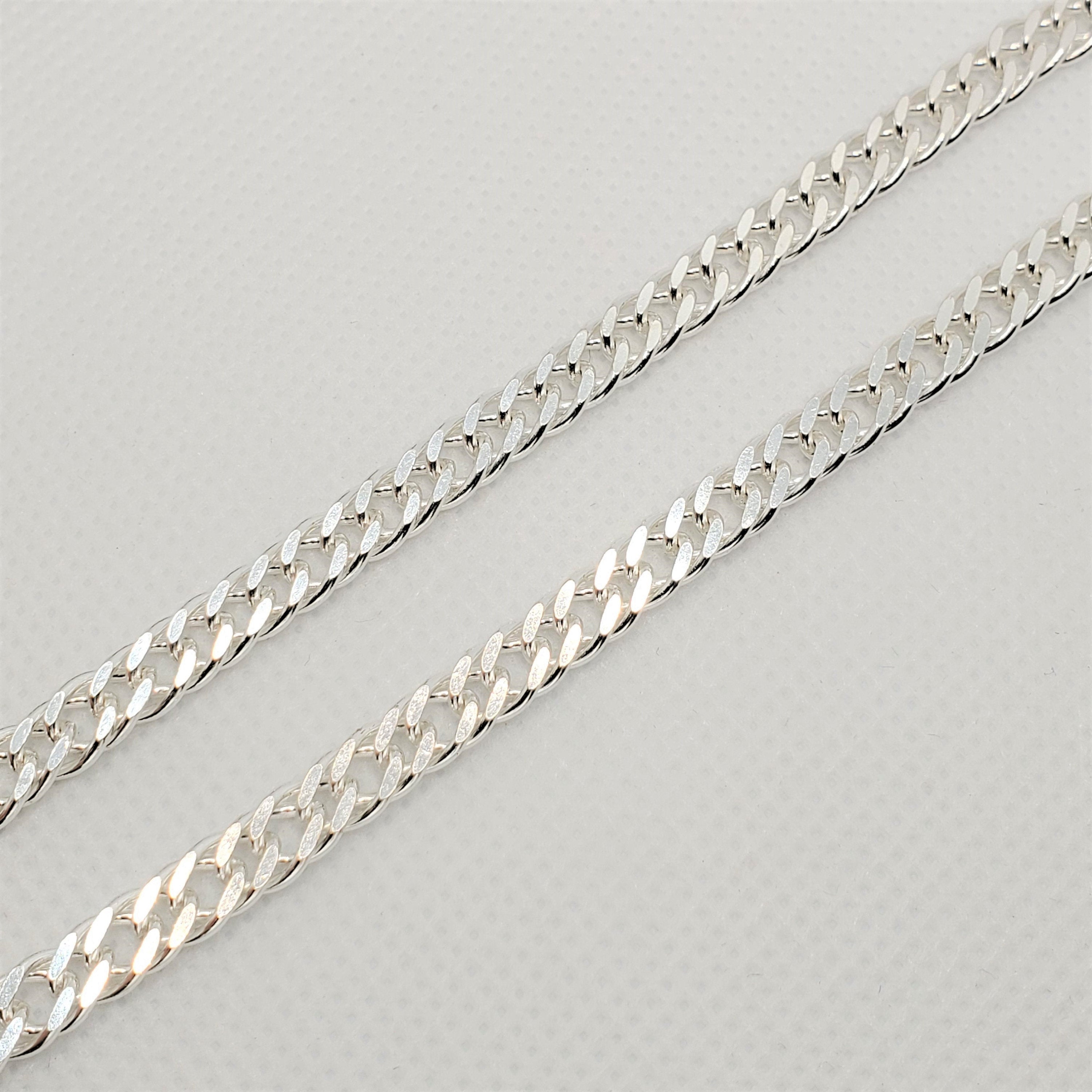 925 Sterling Silver Curb Chain ,5.4mm, 22 inches, Solid Silver Heavy Chain Necklace  for Men or Women, Simple Everyday High Quality Chain