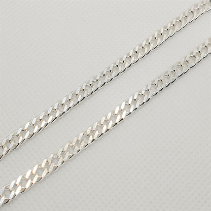 925 Sterling Silver Curb Chain ,5.4mm, 22 inches, Solid Silver Heavy Chain Necklace  for Men or Women, Simple Everyday High Quality Chain
