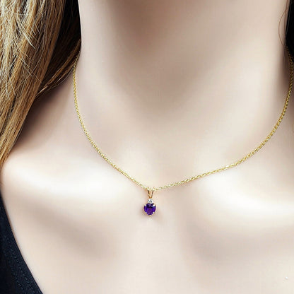 Gold Natural Gemstone 5mm Pendant Necklace, 10K Yellow Gold  Heart Shaped Genuine Stone Pendant, Birthstone Jewellery, Valentine Gift