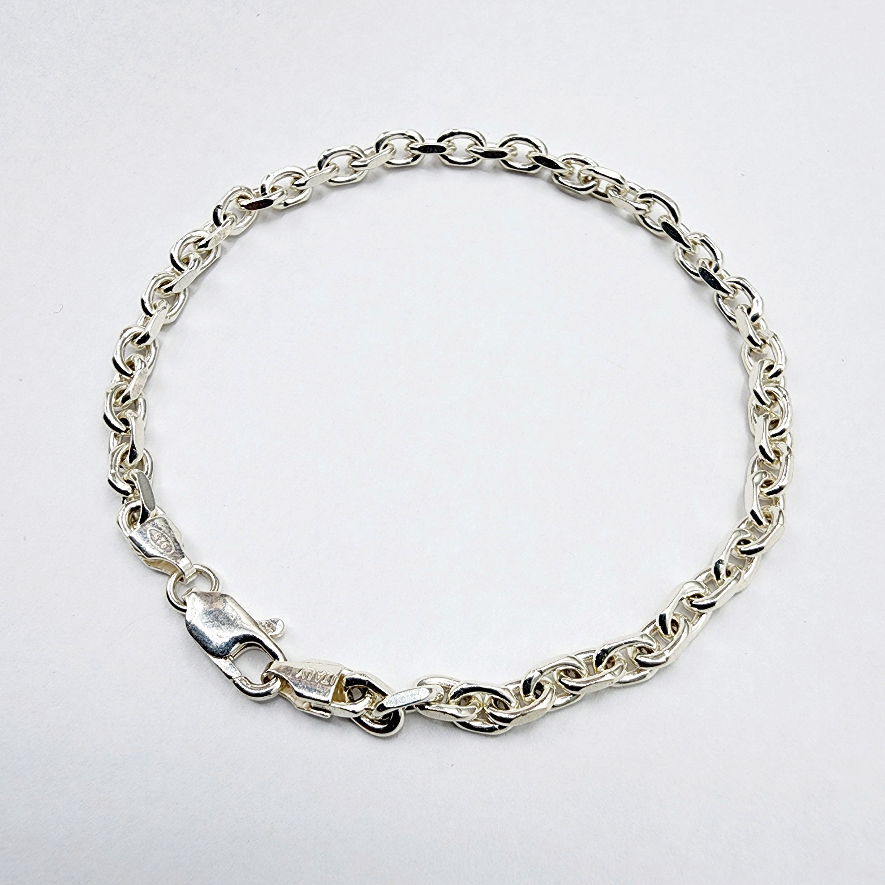 925 Sterling Silver Rolo Bracelet 3.7mm, 8 inches Bracelet Unisex, Solid Silver Bracelet for Women Men Birthday Gift, Dainty Bracelet