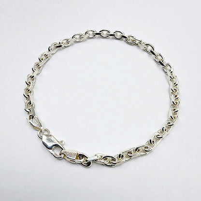 925 Sterling Silver Rolo Bracelet 3.7mm, 8 inches Bracelet Unisex, Solid Silver Bracelet for Women Men Birthday Gift, Dainty Bracelet