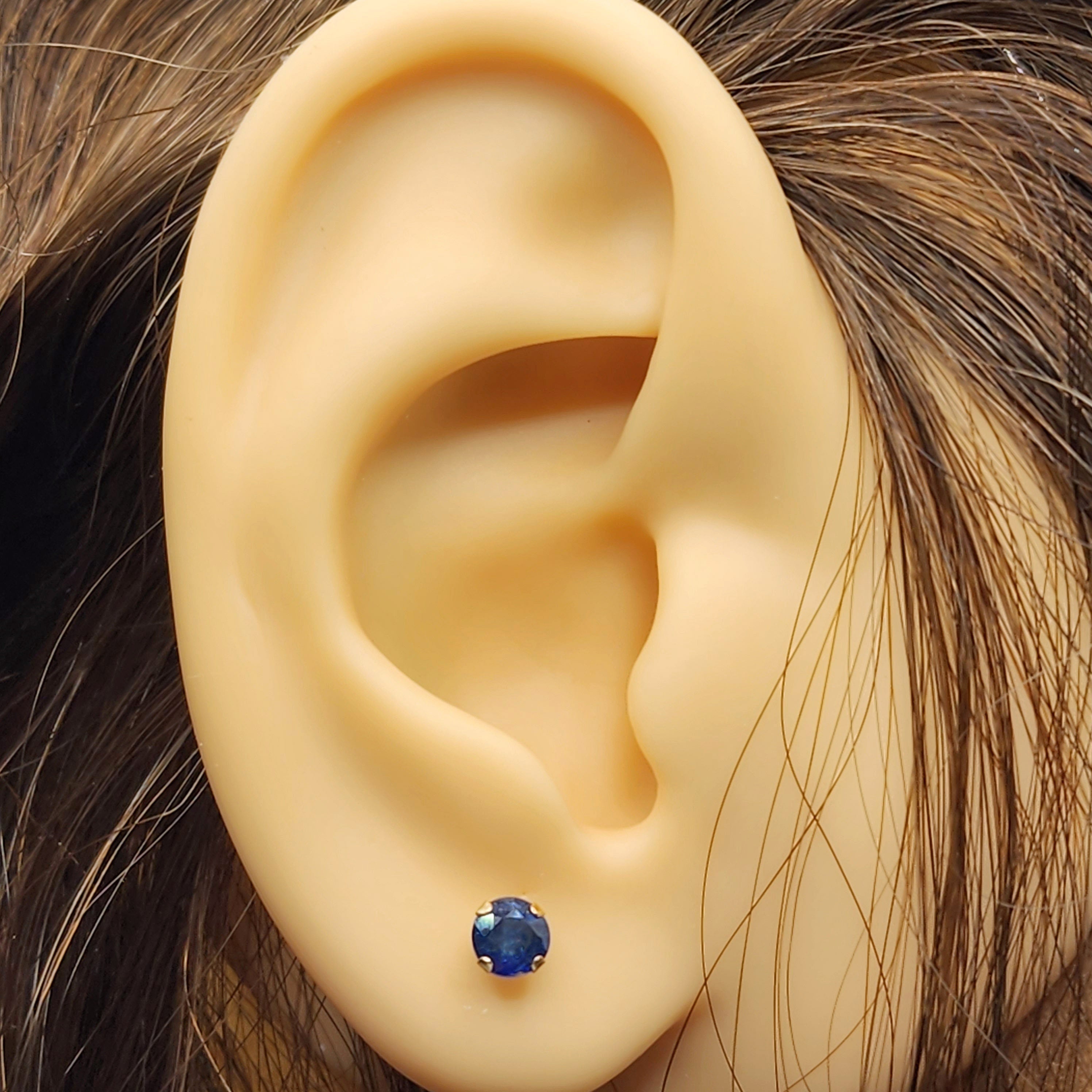 14K Gold Blue Sapphire Stud Earrings, 14K Yellow Gold Natural Blue Sapphire 3.5-4mm Stud Earrings, September Birthstone, Gemstone Earrings