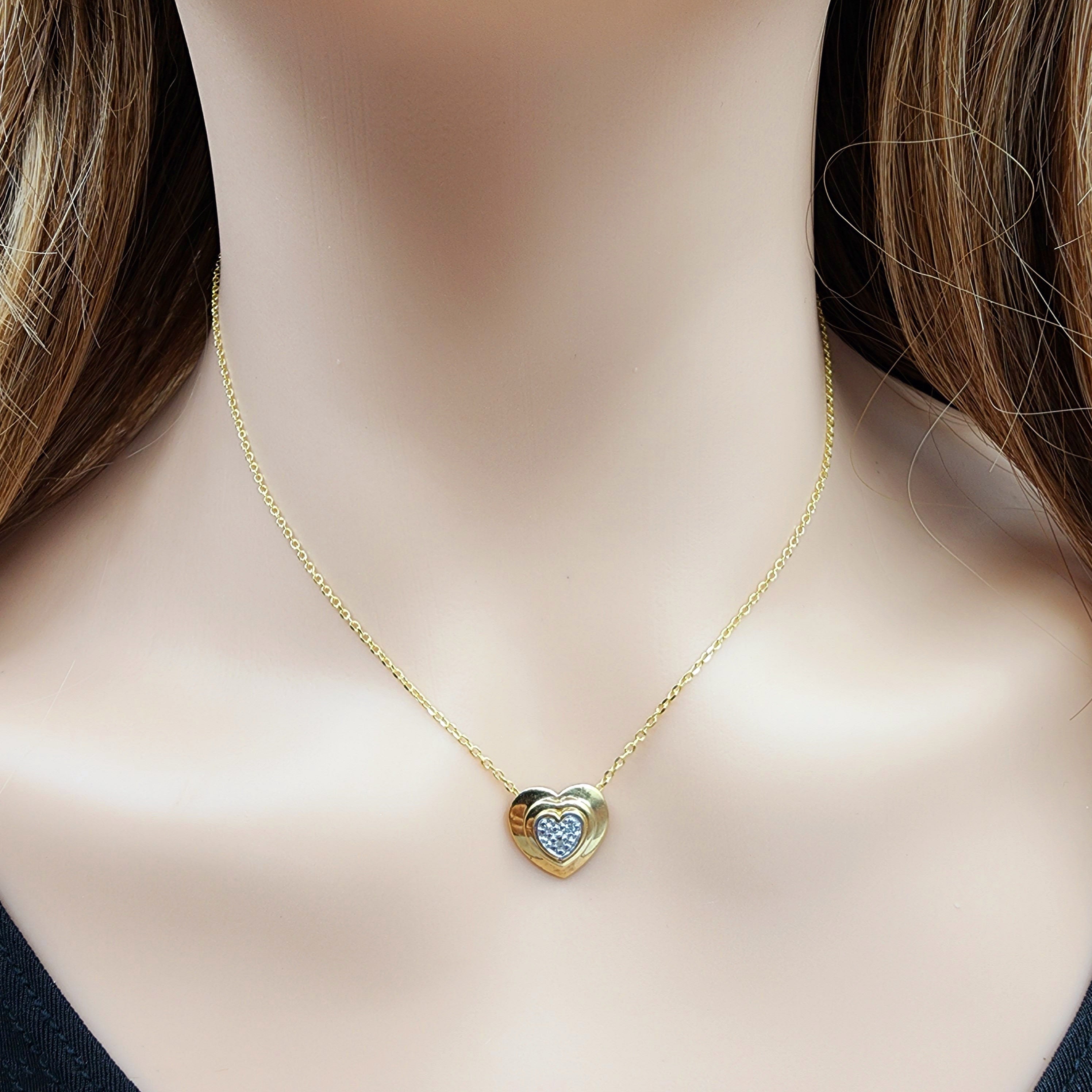 Gold Diamond Pendant | 14K Yellow Gold Heart Shape Diamond Pendant