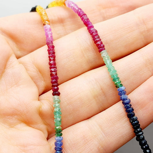 Multi Color Gemstone Bead Necklace, Beads Set Natural Gemstone Necklace, Beads Jewelry, Dainty Stone Necklace For Her