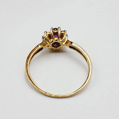 Gold Genuine Amethyst Ring, 10K Amethyst and Diamond Ring, Statement Ring, Birthstone Ring, Gift Rings For Women, Purple Ring for Gift