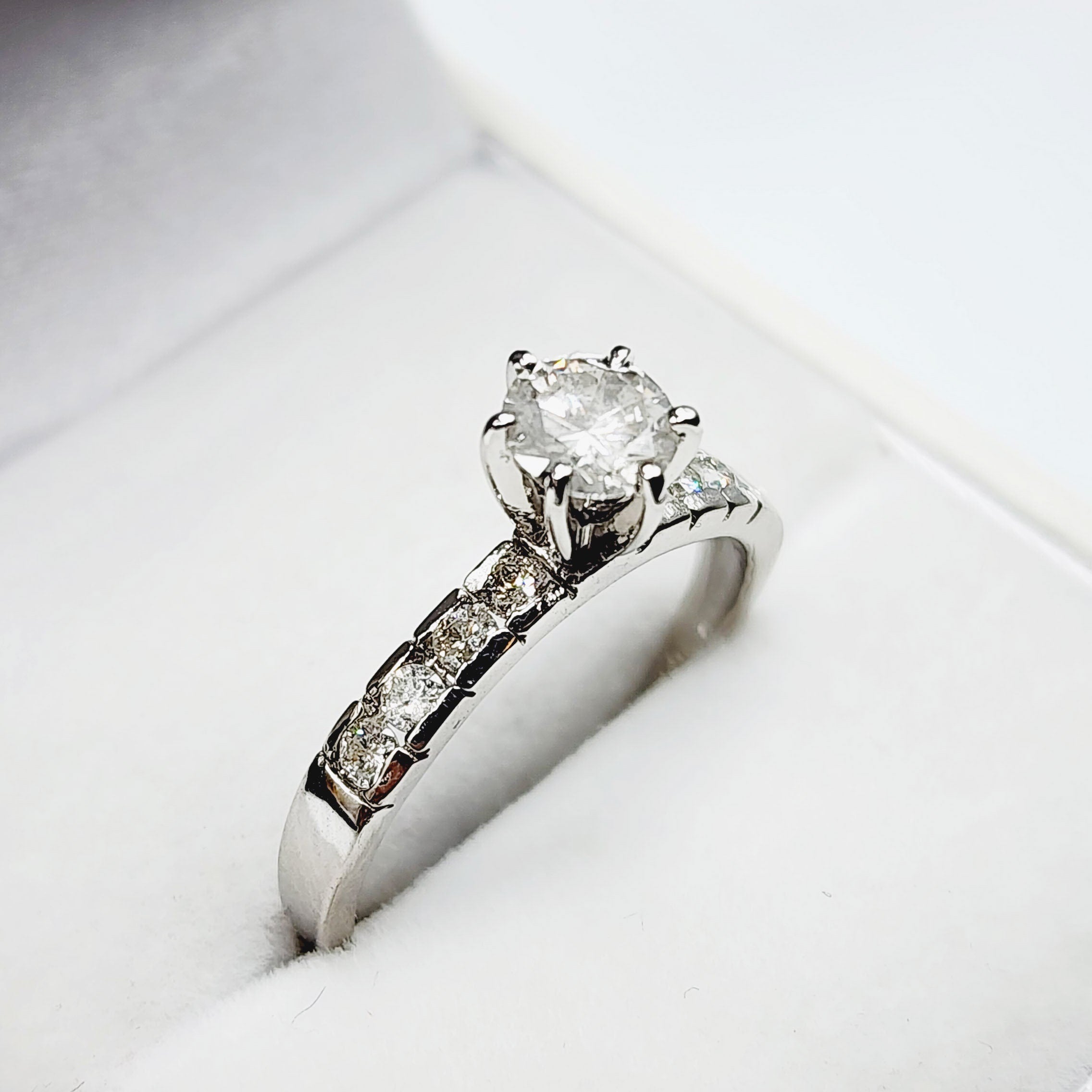 Gold Diamond Ring, 14K White Gold Natural Diamond (0.80ct) Ring, Engagement Wedding Promise Rings For Women