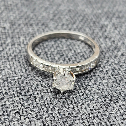 Gold Diamond Ring, 14K White Gold Natural Diamond (0.80ct) Ring, Engagement Wedding Promise Rings For Women