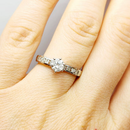 Gold Diamond Ring, 14K White Gold Natural Diamond (0.80ct) Ring, Engagement Wedding Promise Rings For Women