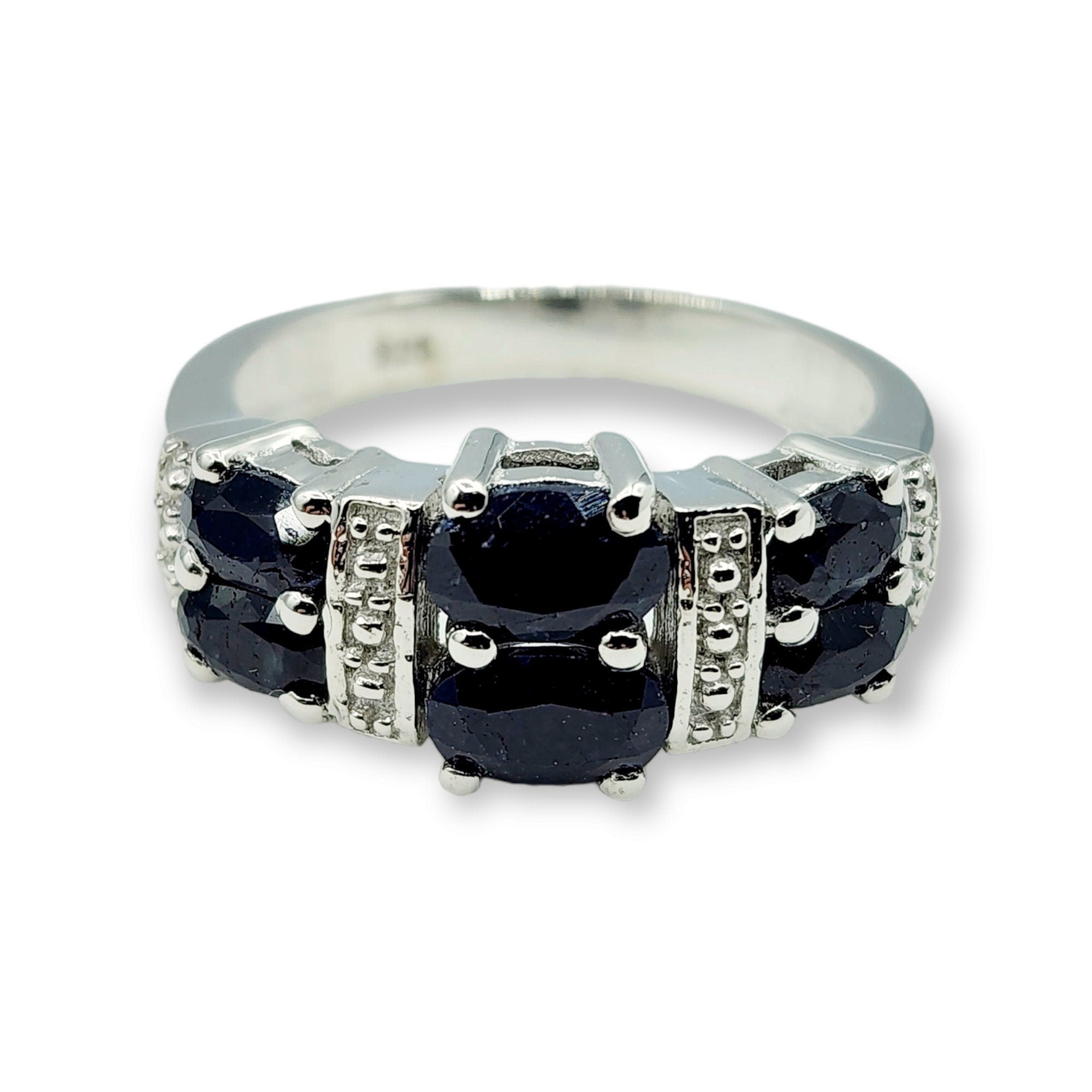 Sterling Silver Ring Set with Natural Blue Sapphire - Handcrafted Jewelry for Timeless Elegance, Genuine Gemstone Ring for Women