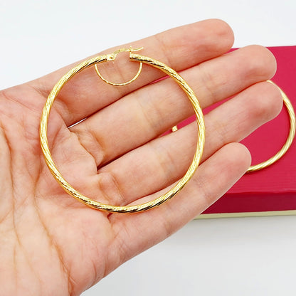 Gold Hoop Earrings, 10K Yellow Gold Hoop Earrings, 50mm, Big Hoop Earrings for Women