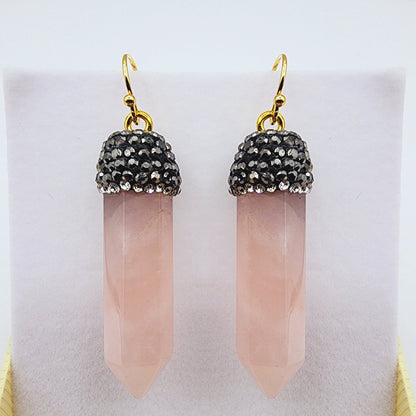 Genuine Rose Quartz Point Earrings, Beautiful Blend of Elegance and Healing Energy Spiritual Accessories, Pink Gemstone Earrings