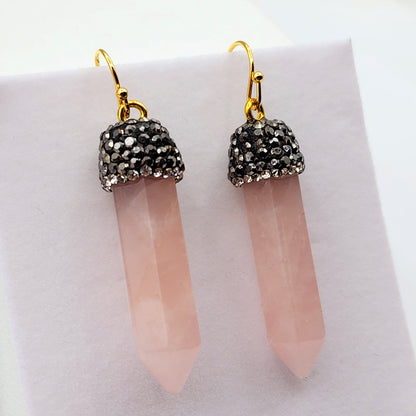 Genuine Rose Quartz Point Earrings, Beautiful Blend of Elegance and Healing Energy Spiritual Accessories, Pink Gemstone Earrings