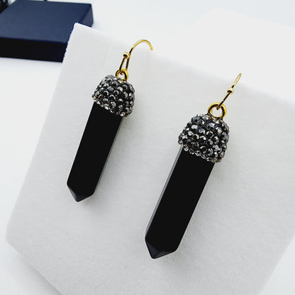 Genuine Black Onyx Point Earrings, Elegant Black Onyx Point Earrings , Genuine Gemstone Jewelry for Empowered Style