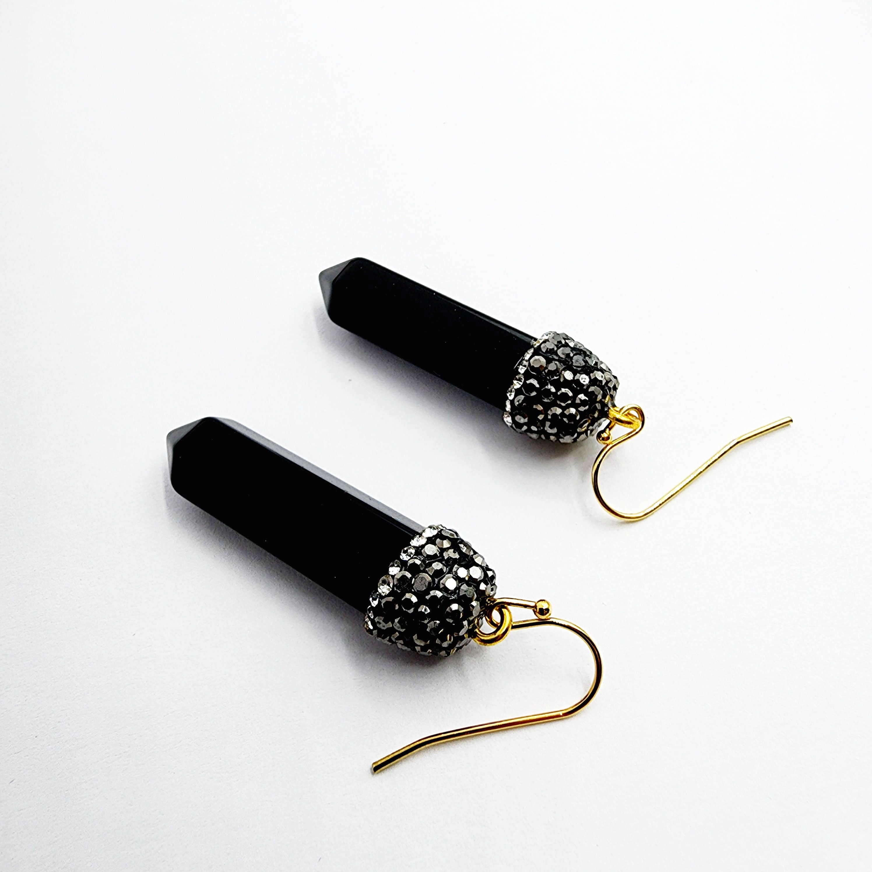 Genuine Black Onyx Point Earrings, Elegant Black Onyx Point Earrings , Genuine Gemstone Jewelry for Empowered Style
