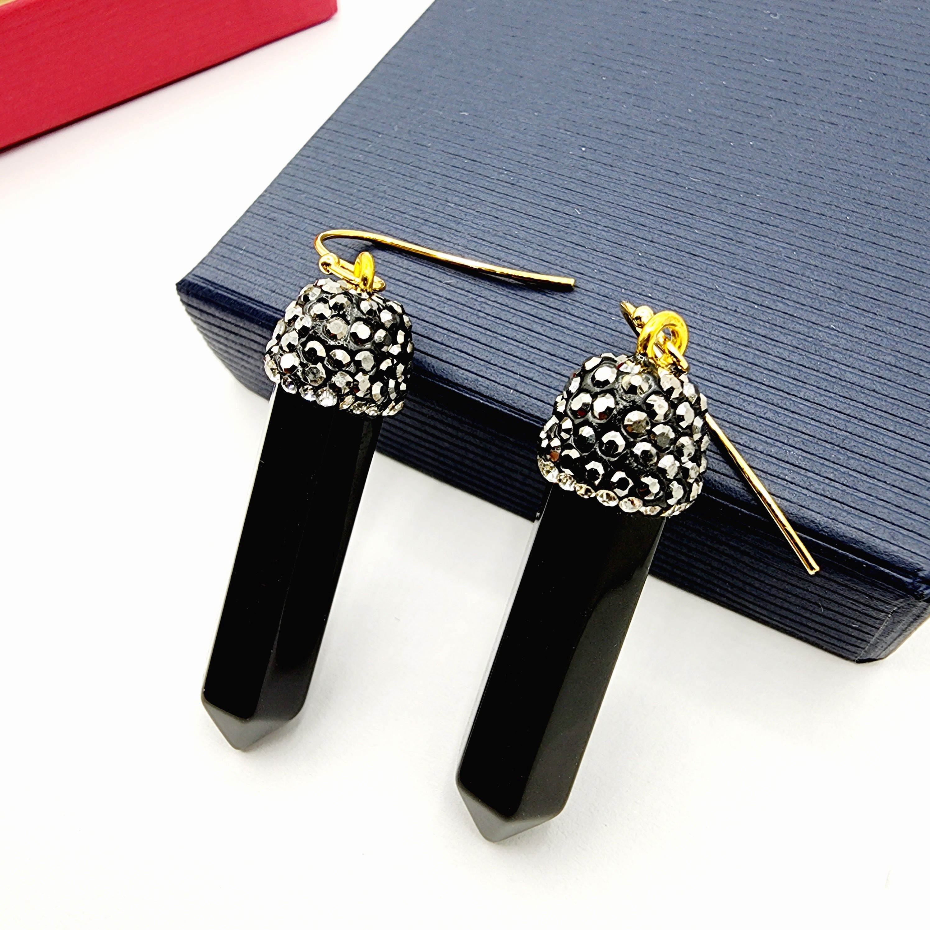 Genuine Black Onyx Point Earrings, Elegant Black Onyx Point Earrings , Genuine Gemstone Jewelry for Empowered Style
