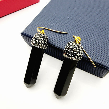 Genuine Black Onyx Point Earrings, Elegant Black Onyx Point Earrings , Genuine Gemstone Jewelry for Empowered Style
