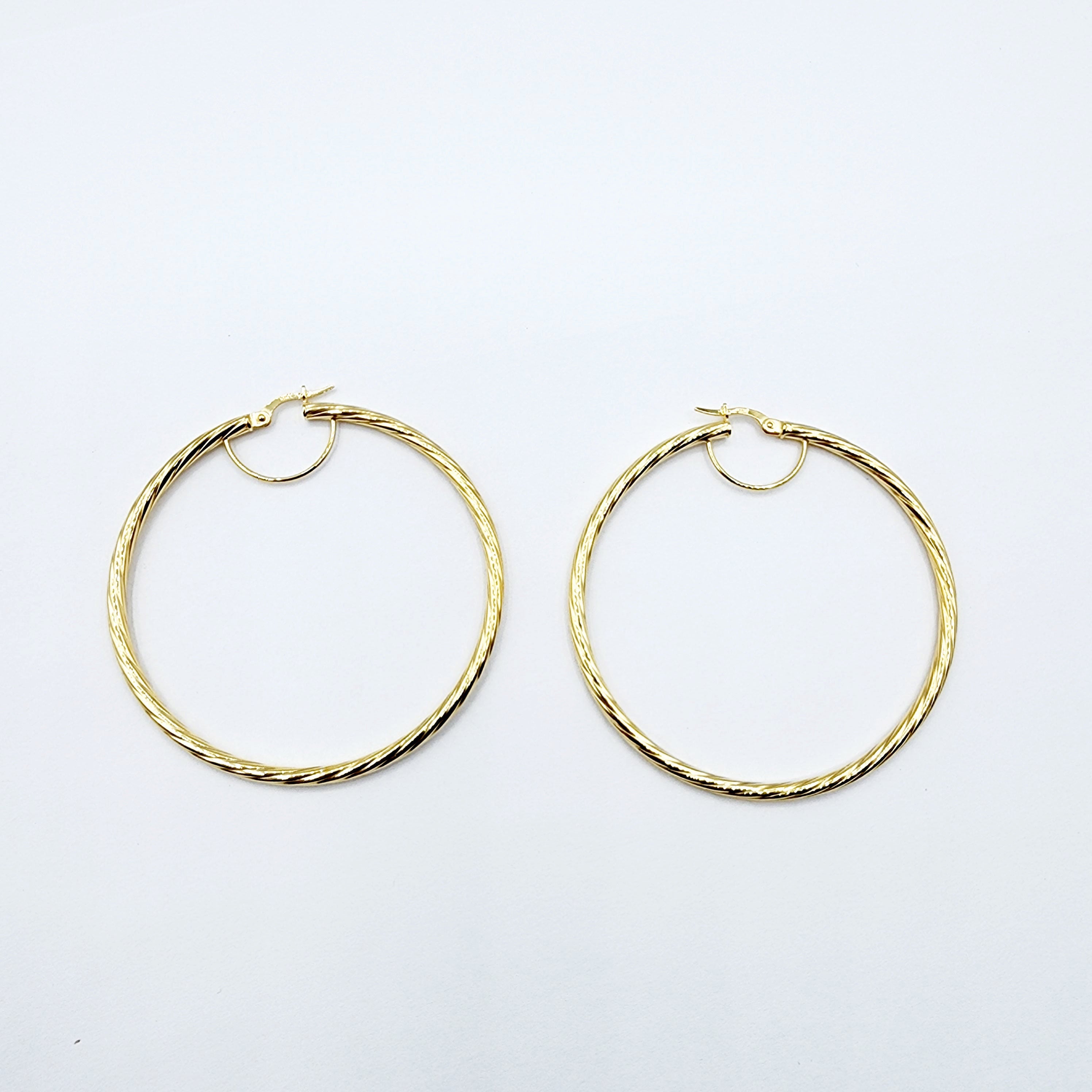 Gold Hoop Earrings, 10K Yellow Gold Hoop Earrings, 50mm, Big Hoop Earrings for Women