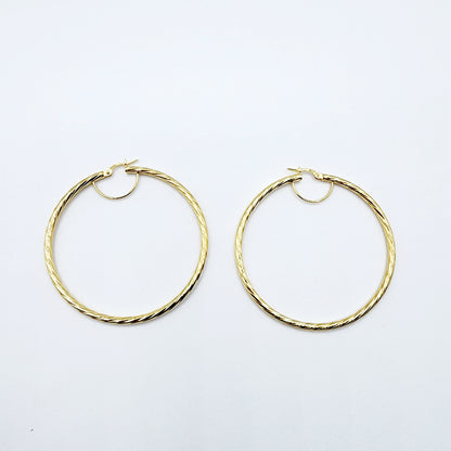 Gold Hoop Earrings, 10K Yellow Gold Hoop Earrings, 50mm, Big Hoop Earrings for Women