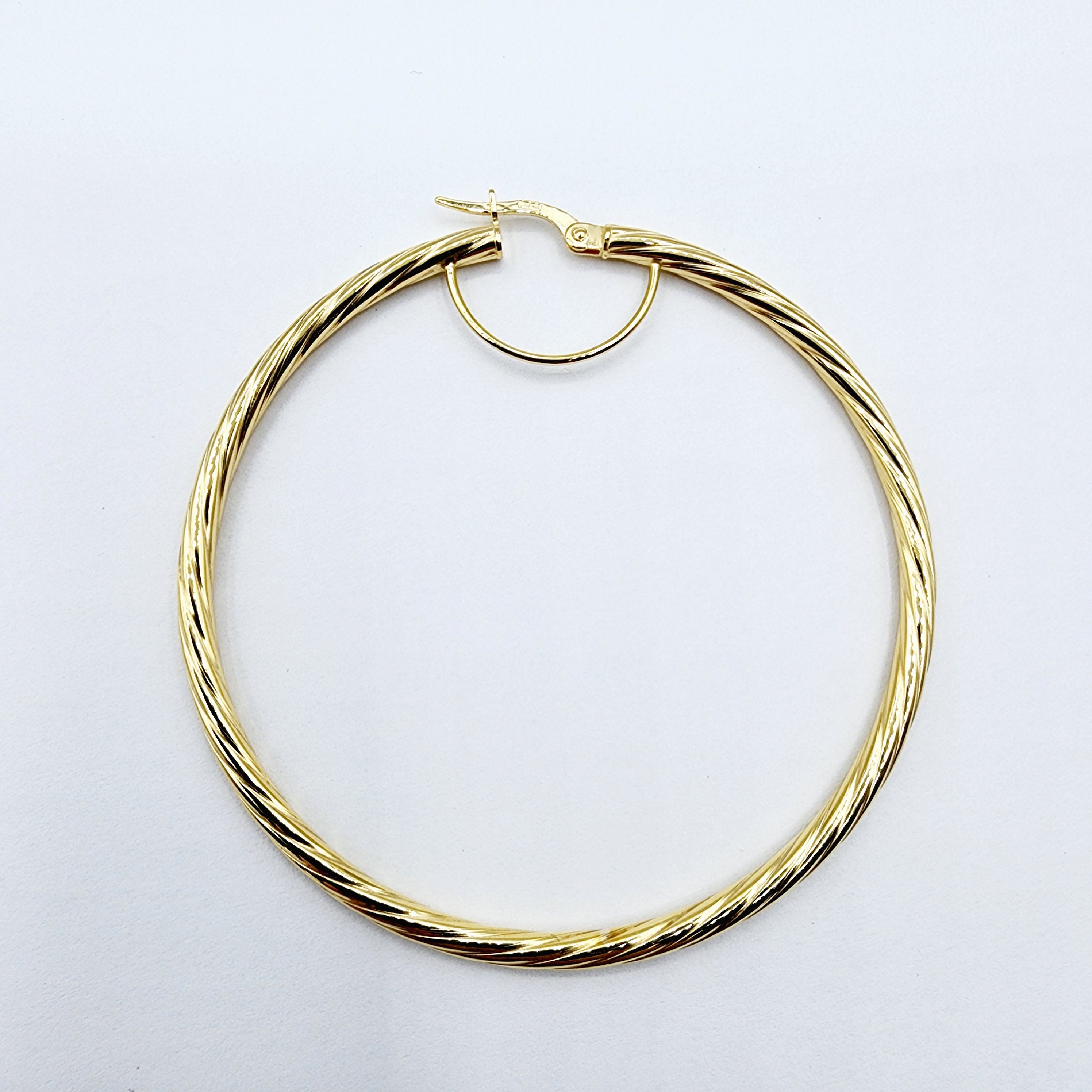 Gold Hoop Earrings, 10K Yellow Gold Hoop Earrings, 50mm, Big Hoop Earrings for Women
