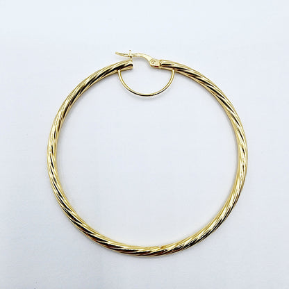 Gold Hoop Earrings, 10K Yellow Gold Hoop Earrings, 50mm, Big Hoop Earrings for Women