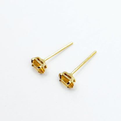 Gold Citrine Stud Earrings, 10K Yellow Gold Genuine Citrine 5x3mm Stud Earrings, November Birthstone, Yellow Gemstone Jewelry For Her