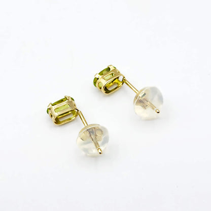 Gold Peridot Stud Earrings, 10K Yellow Gold Genuine Peridot 5x3mm Stud Earrings, August Birthstone, Green Gemstone Jewellery For Women
