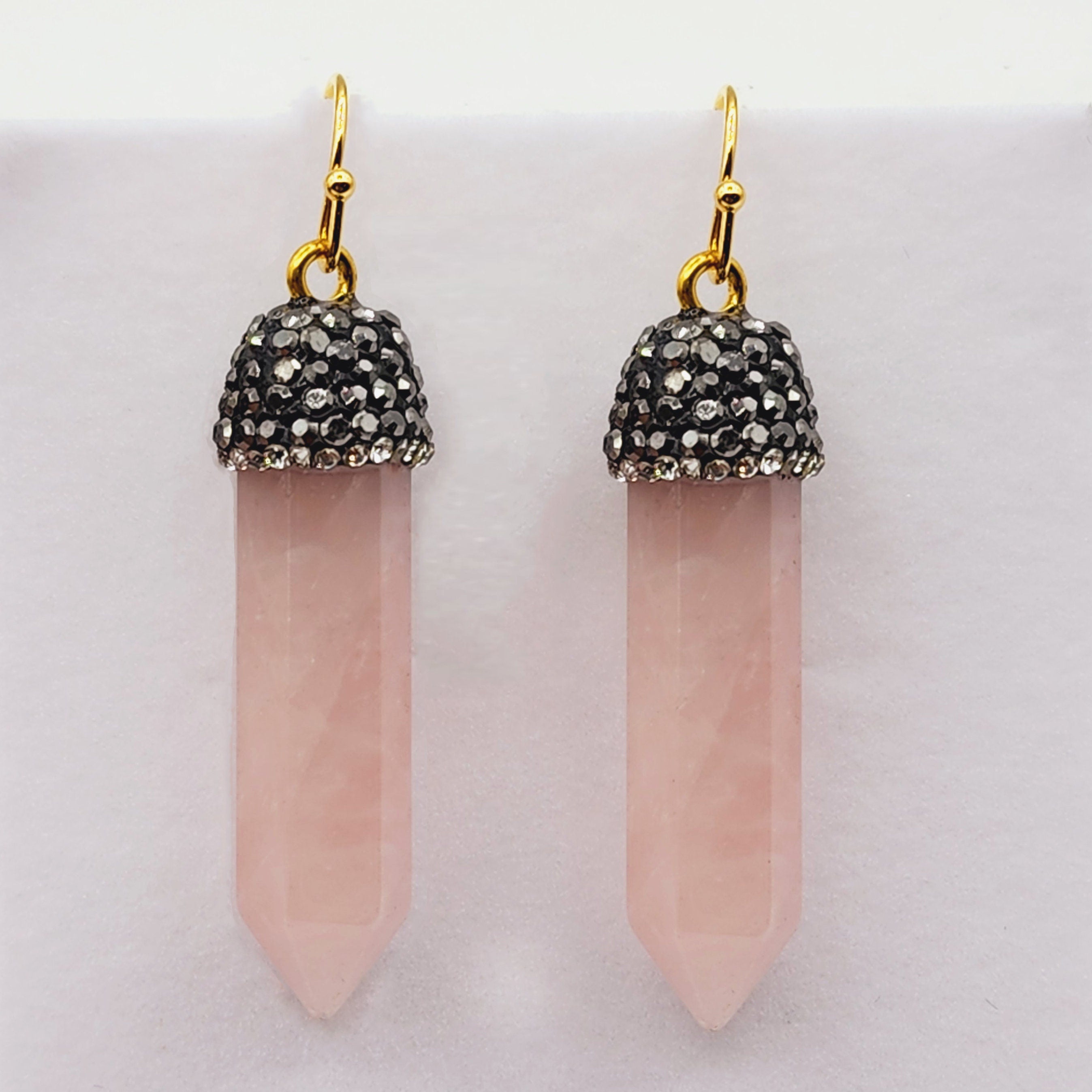 Genuine Rose Quartz Point Earrings, Beautiful Blend of Elegance and Healing Energy Spiritual Accessories, Pink Gemstone Earrings