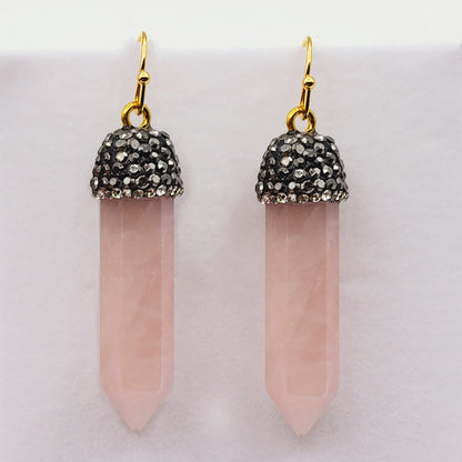 Genuine Rose Quartz Point Earrings, Beautiful Blend of Elegance and Healing Energy Spiritual Accessories, Pink Gemstone Earrings