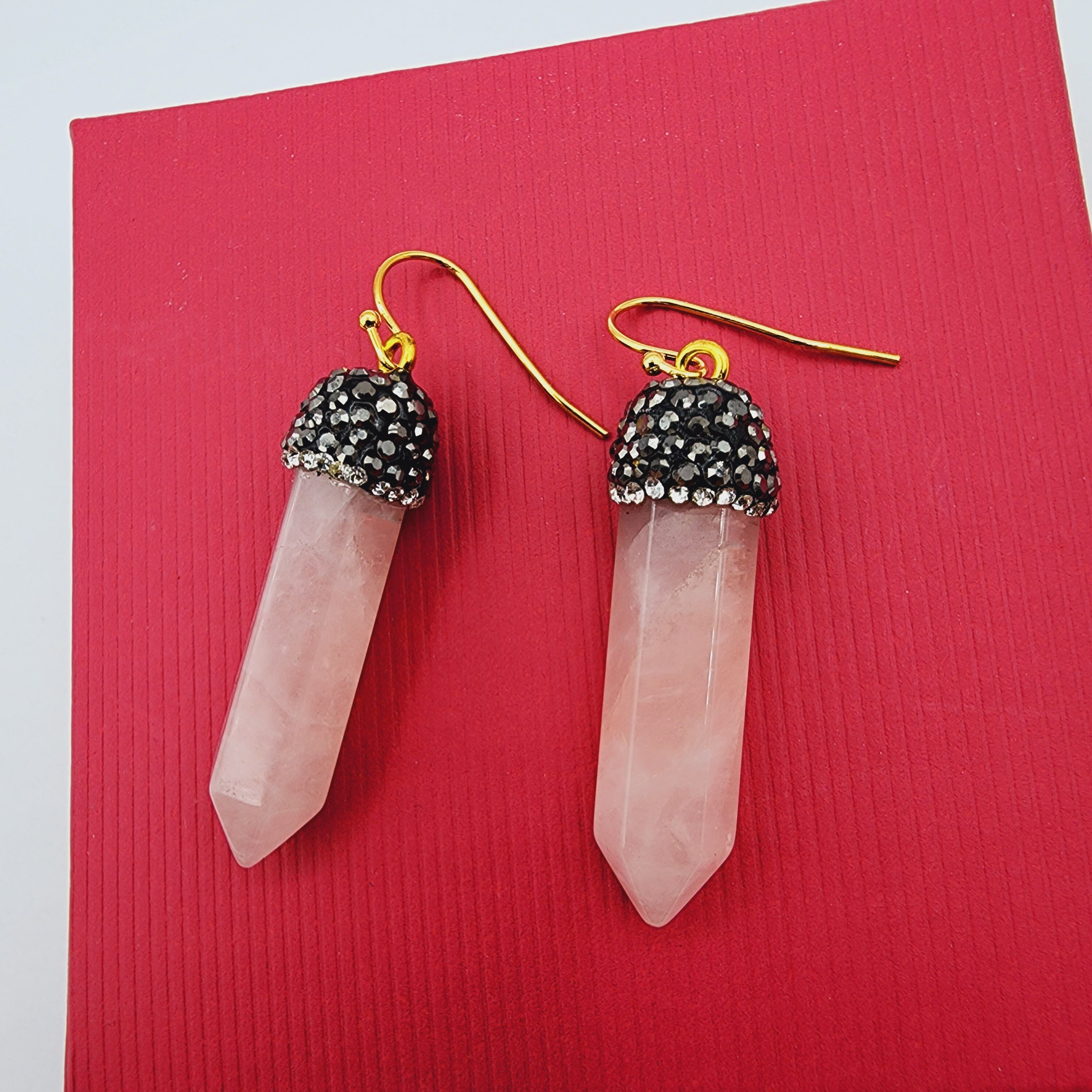 Genuine Rose Quartz Point Earrings, Beautiful Blend of Elegance and Healing Energy Spiritual Accessories, Pink Gemstone Earrings