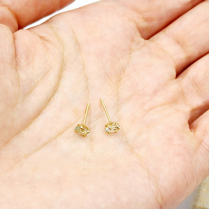 Gold Aquamarine Stud Earrings, 10K Yellow Gold Genuine Aquamarine 5x3mm Stud Earrings, March Birthstone, Light Blue Gemstone Jewelry For Her