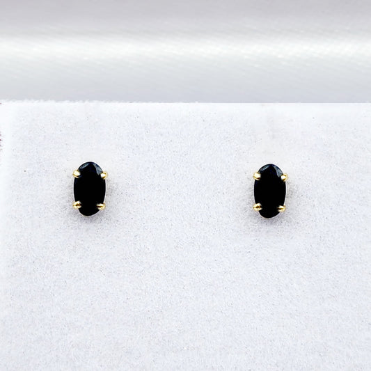 Gold Blue Sapphire Stud Earrings, 10K Yellow Gold Genuine Sapphire 5x3mm Stud Earrings, September Birthstone, Blue Gemstone Jewelry For Her