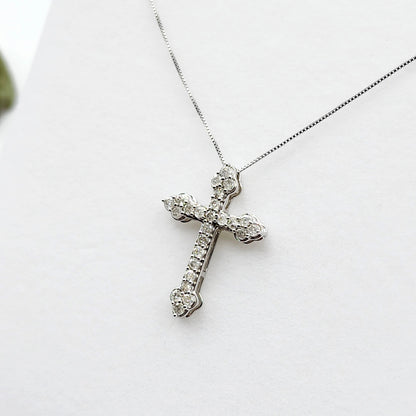 10K Gold Diamond Cross Pendant Necklace, April Birthstone, Religious Jewelry, Meaningful Gift, Sparkling Diamonds Cross , Unisex Jewelry