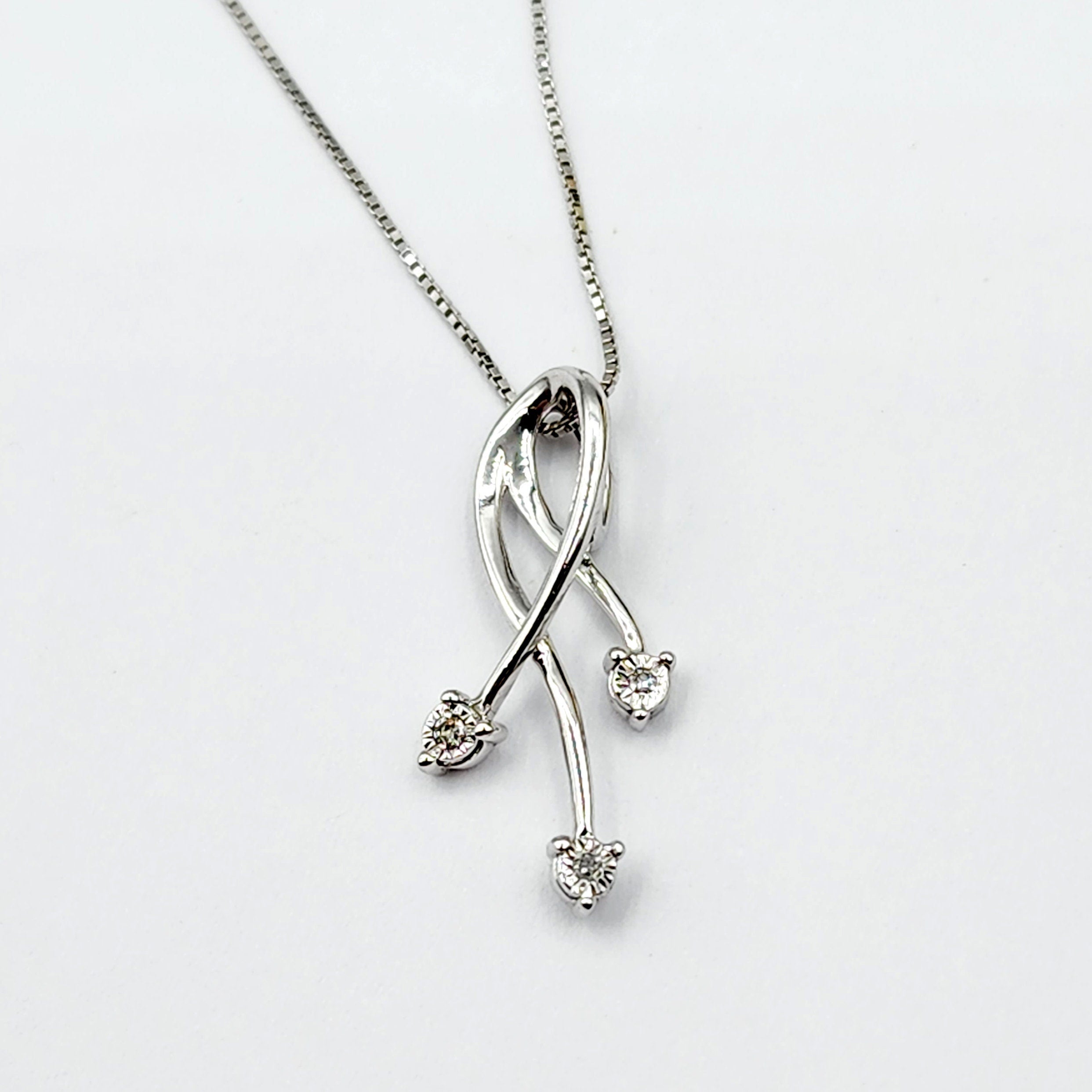 10K White Gold Diamond Pendant Necklace, April Birthstone, Gift for her, Sparkling Diamonds Pendant, Jewelry for Women