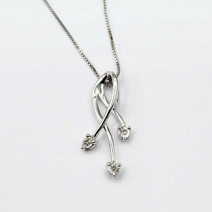 10K White Gold Diamond Pendant Necklace, April Birthstone, Gift for her, Sparkling Diamonds Pendant, Jewelry for Women