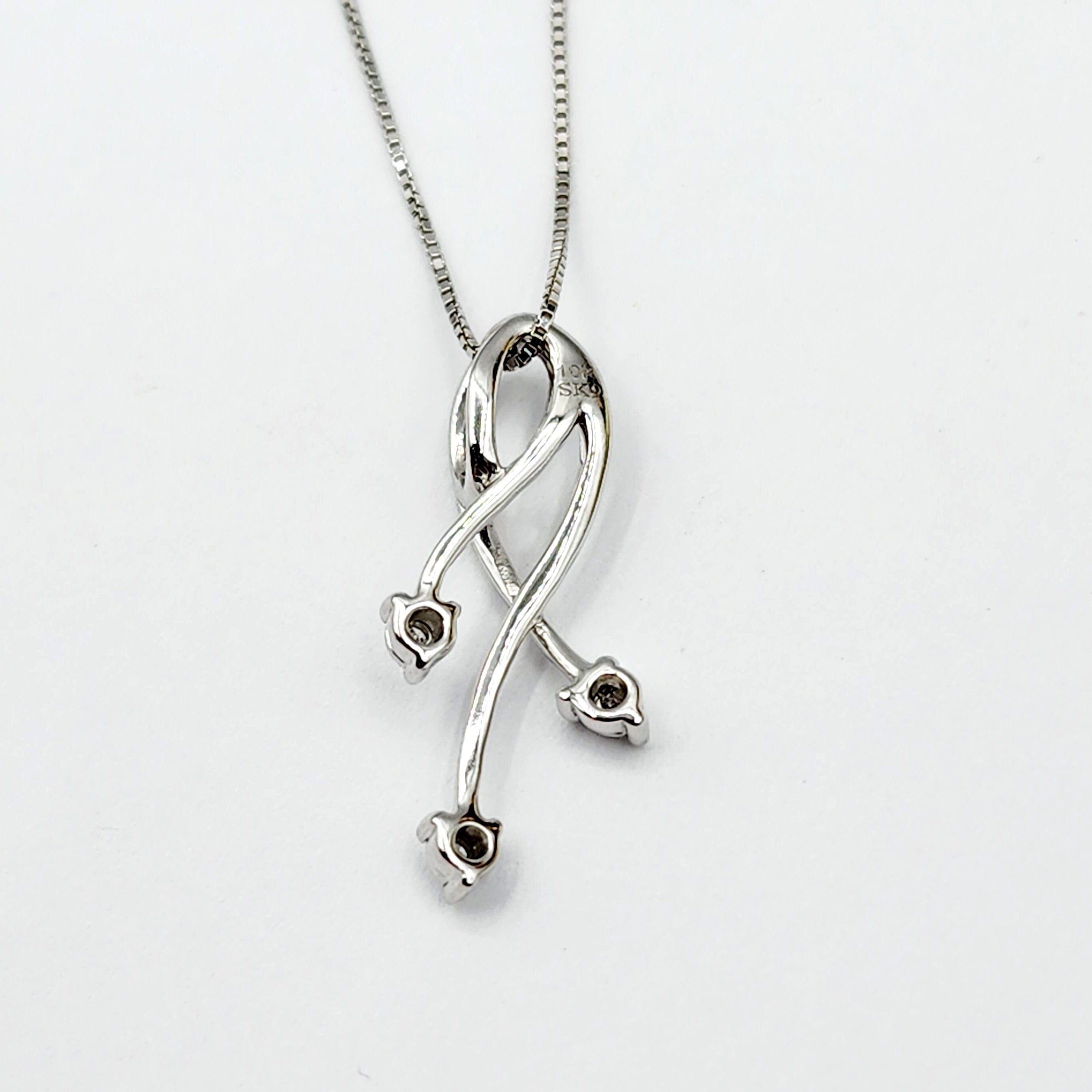 10K White Gold Diamond Pendant Necklace, April Birthstone, Gift for her, Sparkling Diamonds Pendant, Jewelry for Women