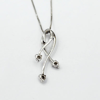 10K White Gold Diamond Pendant Necklace, April Birthstone, Gift for her, Sparkling Diamonds Pendant, Jewelry for Women
