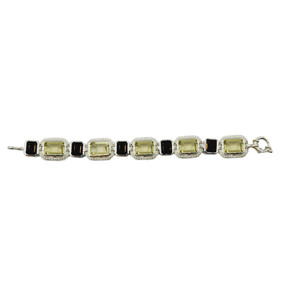 Sterling Silver Lemon and Smokey Quartz 44cts Bracelet for Women, Dainty Natural Gemstones Bracelet For Her, Big Gemstone Bracelet Jewelry